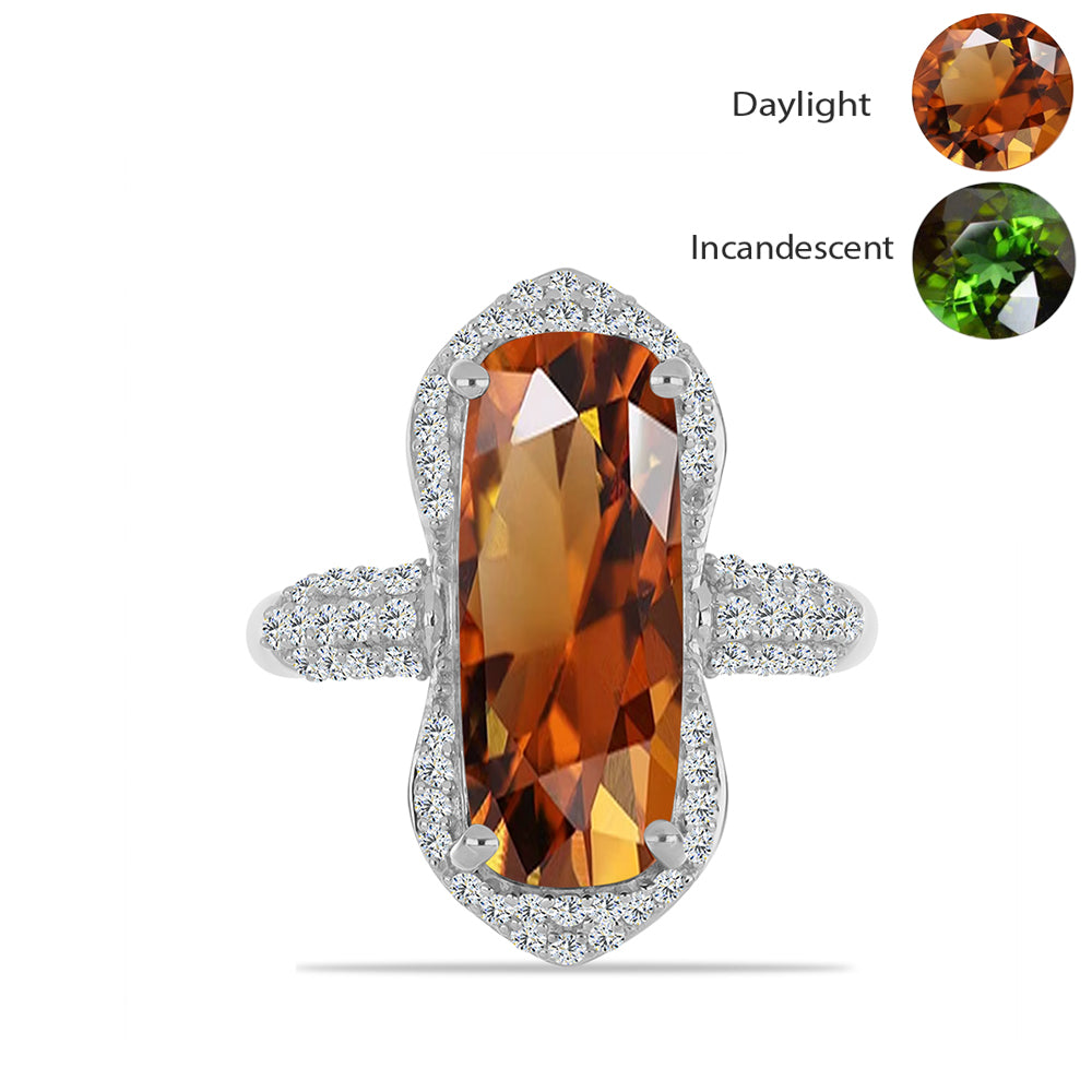 Inel din Argint 925 ( 4.04 grame ) cu Zultanit Anatolian Certificat cultivat în laborator și Topaz Alb 8.35 Carate 1 