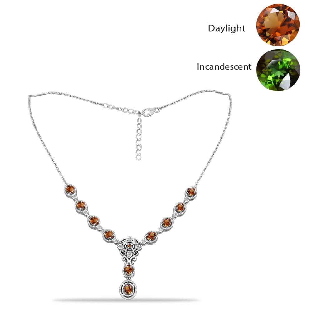 Colier din Argint 925 ( 10.28 grame ) cu Zultanit Anatolian Certificat cultivat în laborator și Topaz Alb 4.35 Carate 1 