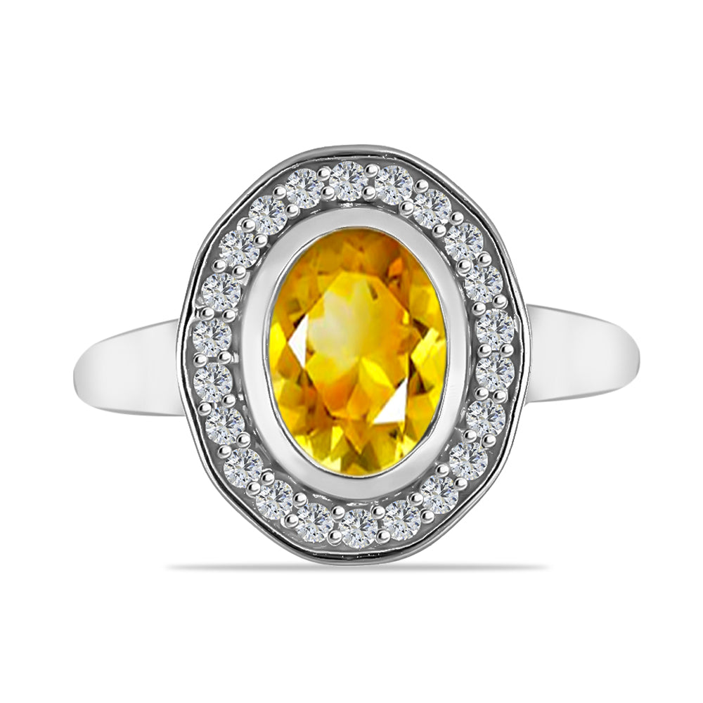 Inel din Argint 925 ( 3.44 grame ) cu Citrin Rio Golden și Topaz Alb 1.45 Carate 1 