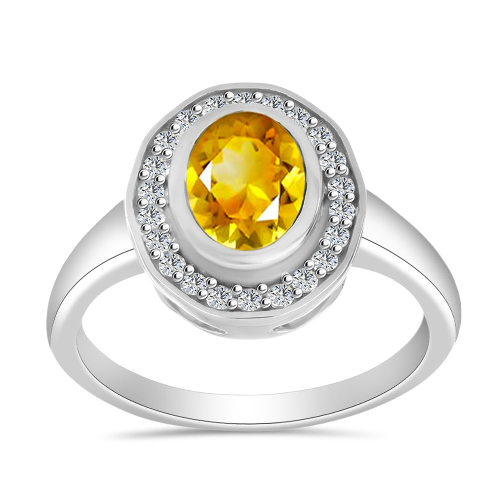Inel din Argint 925 ( 3.44 grame ) cu Citrin Rio Golden și Topaz Alb 1.45 Carate 3 