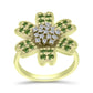 Inel din Argint 925 Placat cu Aur ( 5.13 grame ) cu Safir verde și Topaz Alb 1.25 Carate