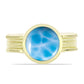 Inel din Argint 925 Placat cu Aur ( 5.6 grame ) cu Larimar(Piatra delfinului) 3.26 Carate