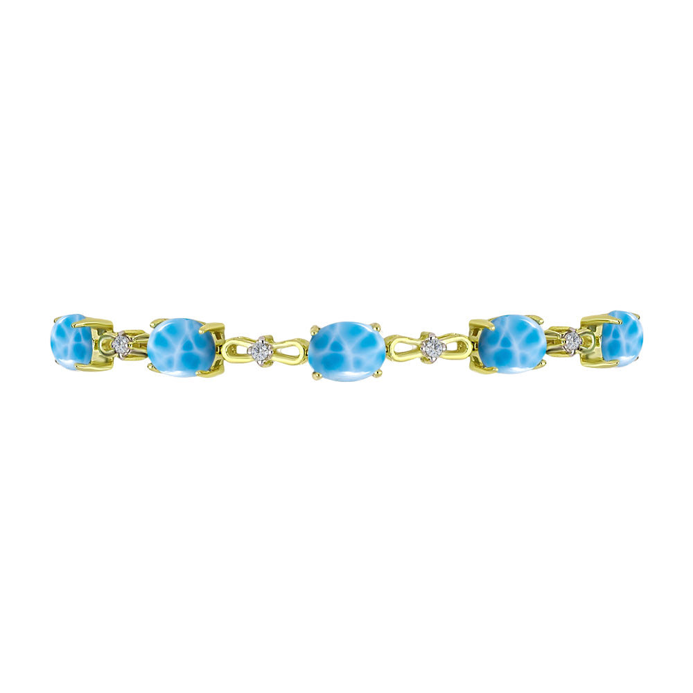 Brățară din Argint 925 Placat cu Aur ( 5.97 grame ) cu Larimar(Piatra delfinului) și Topaz Alb 10.21 Carate 2 