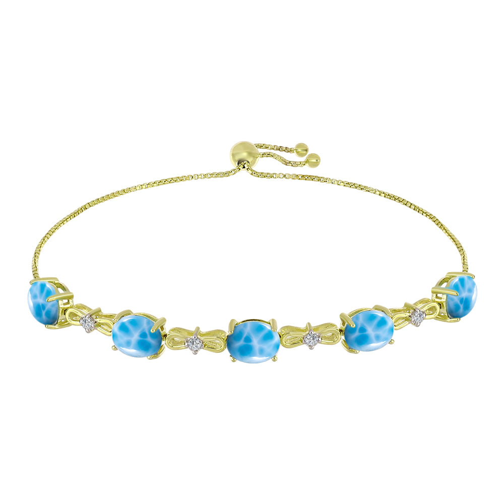 Brățară din Argint 925 Placat cu Aur ( 5.97 grame ) cu Larimar(Piatra delfinului) și Topaz Alb 10.21 Carate 1 