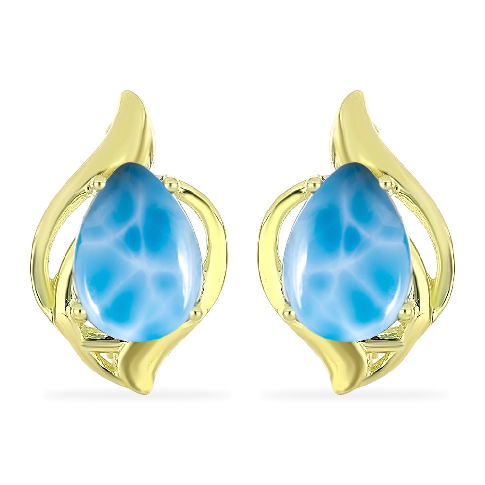 Cercei din Argint 925 Placat cu Aur ( 4.04 grame ) cu Larimar(Piatra delfinului) 4.79 Carate 1 