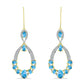 Cercei din Argint 925 Placat cu Aur ( 7.17 grame ) cu Larimar(Piatra delfinului) 5.87 Carate