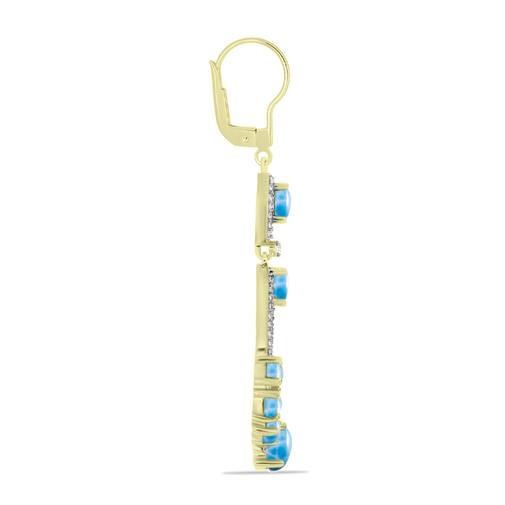 Cercei din Argint 925 Placat cu Aur ( 7.17 grame ) cu Larimar(Piatra delfinului) 5.87 Carate 2 