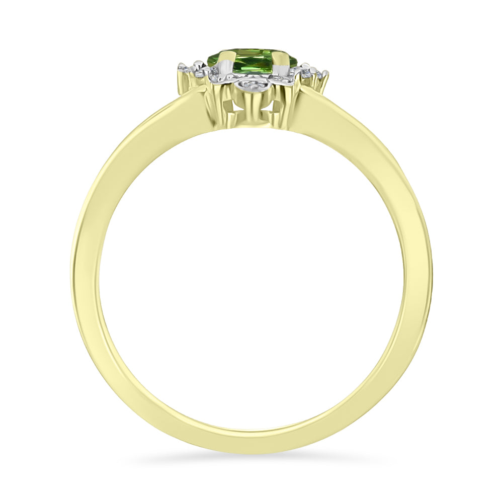 Inel din Argint 925 Placat cu Aur ( 3.01 grame ) cu Safir verde și Topaz Alb 0.51 Carate 2 