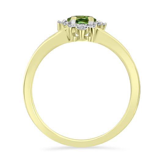 Inel din Argint 925 Placat cu Aur ( 3.01 grame ) cu Safir verde și Topaz Alb 0.51 Carate
