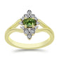 Inel din Argint 925 Placat cu Aur ( 3.01 grame ) cu Safir verde și Topaz Alb 0.51 Carate