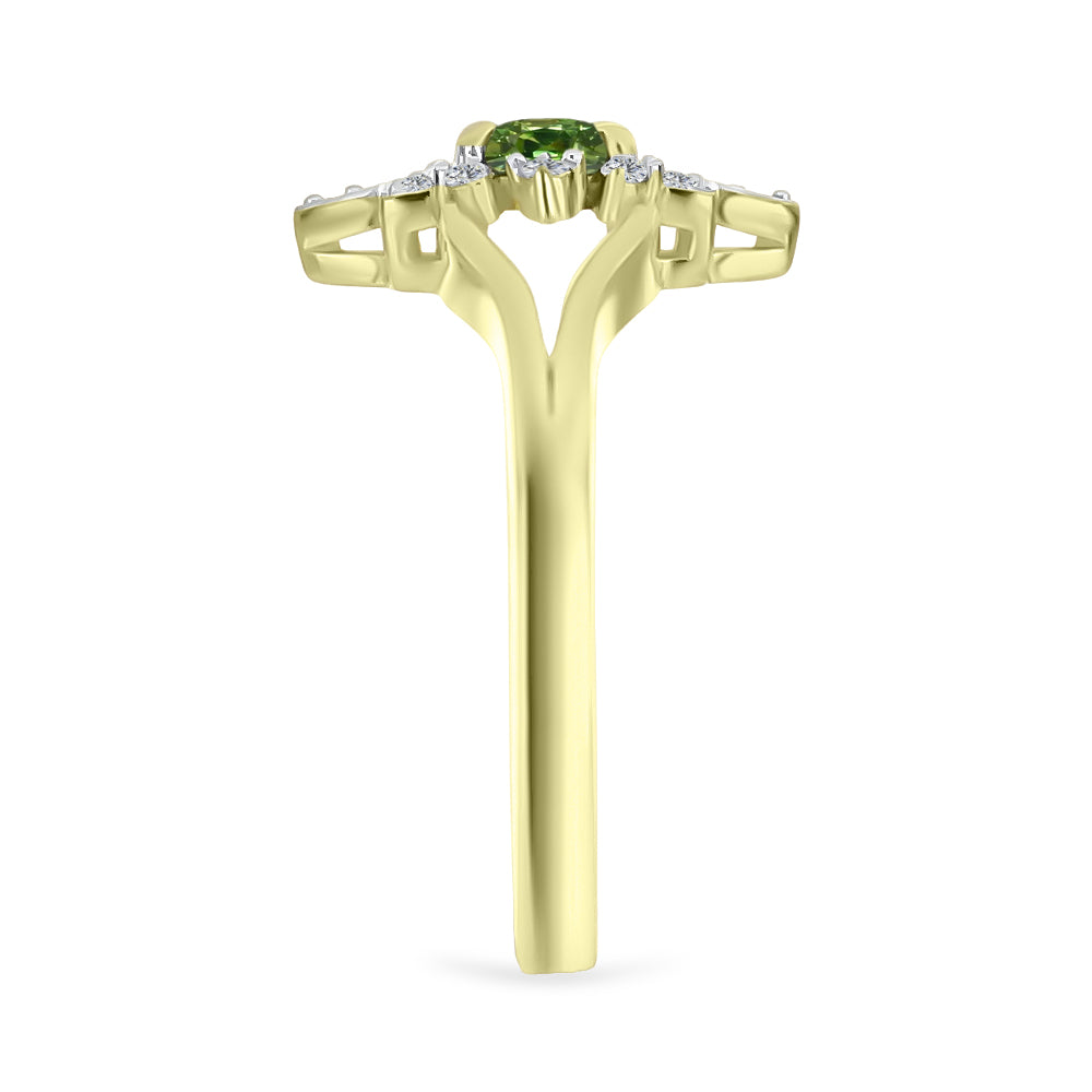 Inel din Argint 925 Placat cu Aur ( 3.01 grame ) cu Safir verde și Topaz Alb 0.51 Carate 4 
