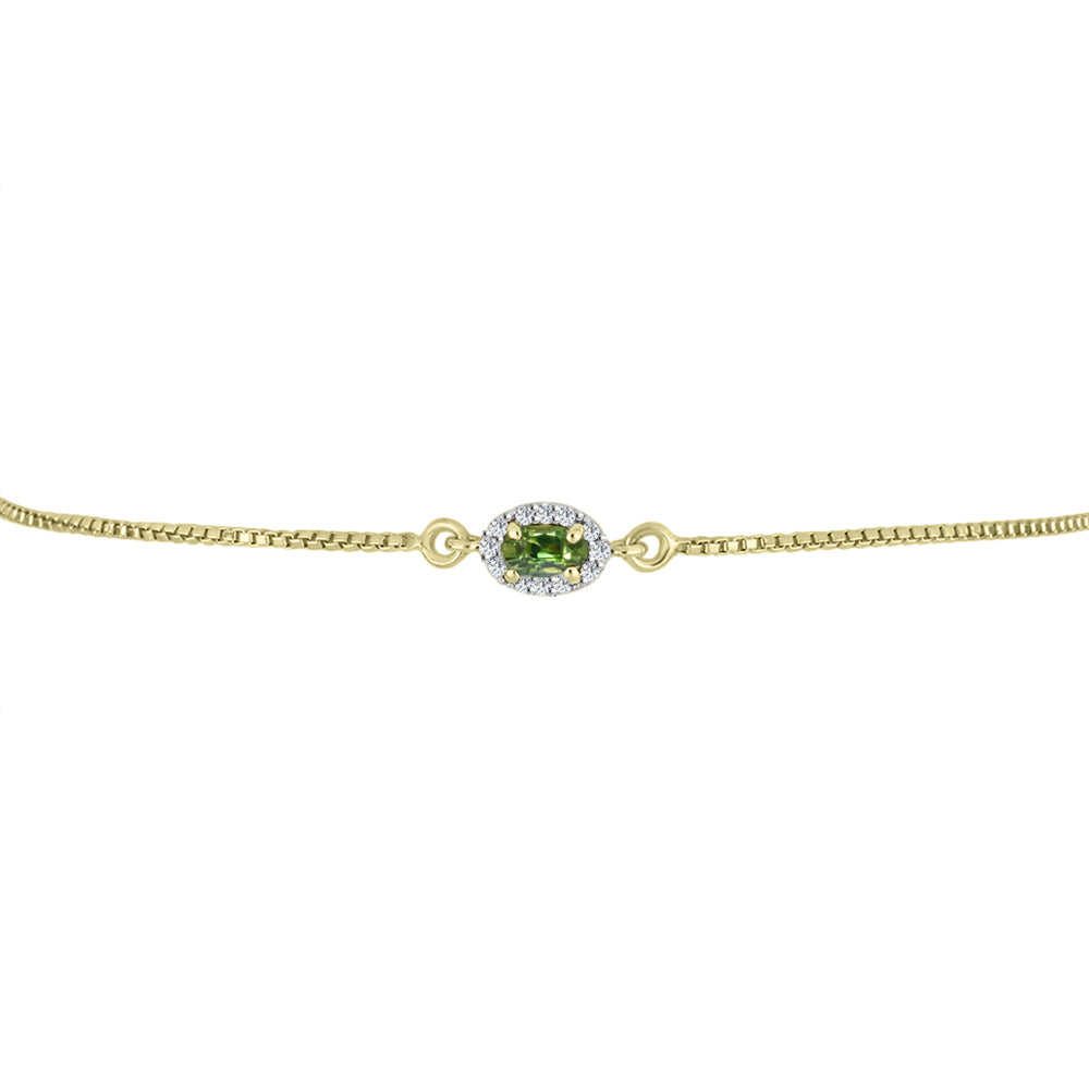 Brățară din Argint 925 Placat cu Aur ( 2.58 grame ) cu Safir verde și Topaz Alb 0.4 Carate