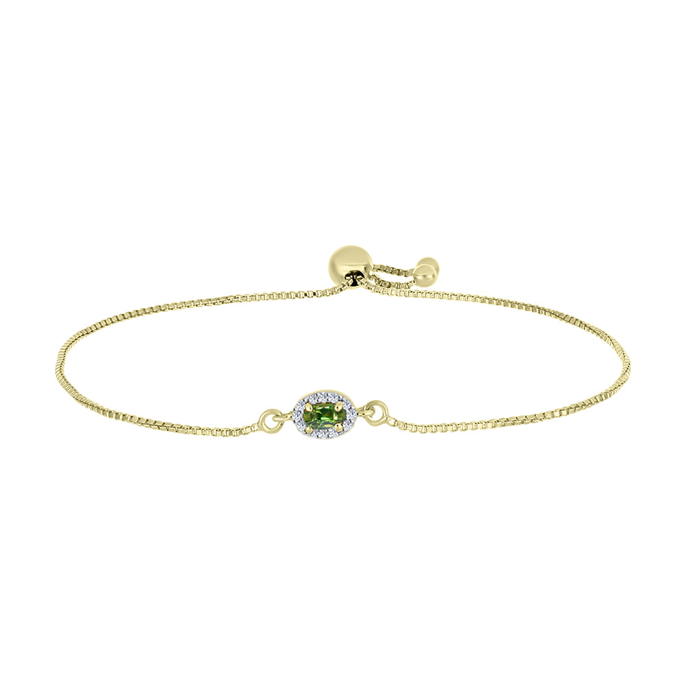 Brățară din Argint 925 Placat cu Aur ( 2.58 grame ) cu Safir verde și Topaz Alb 0.4 Carate