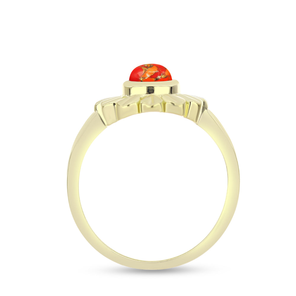 Inel din Argint 925 Placat cu Aur ( 3.1 grame ) cu Turcoaz Mohave 0.49 Carate