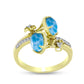 Inel din Argint 925 Placat cu Aur ( 3.21 grame ) cu Larimar(Piatra delfinului) și Topaz Alb 2.09 Carate