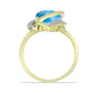 Inel din Argint 925 Placat cu Aur ( 3.74 grame ) cu Larimar(Piatra delfinului) și Topaz Alb 5.51 Carate