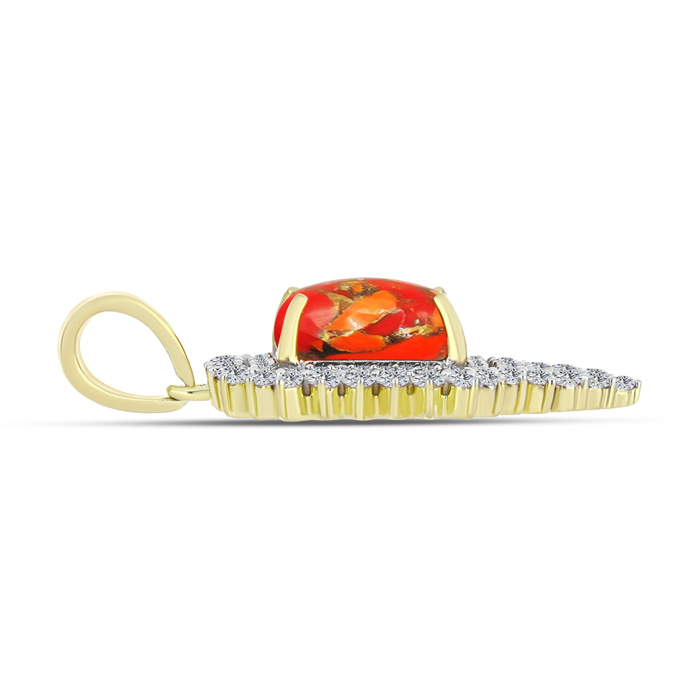 Pandantiv din Argint 925 Placat cu Aur ( 2.39 grame ) cu Turcoaz Mohave și Topaz Alb 2.58 Carate 2 