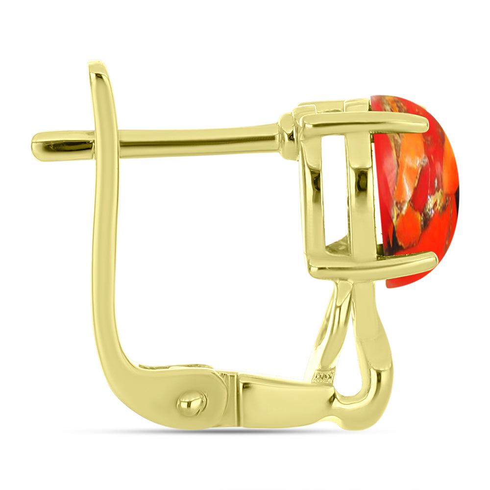 Cercei din Argint 925 Placat cu Aur ( 3.32 grame ) cu Turcoaz Mohave 2 Carate 2 