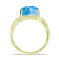 Inel din Argint 925 Placat cu Aur ( 4.51 grame ) cu Larimar(Piatra delfinului) și Topaz Alb 7.4 Carate