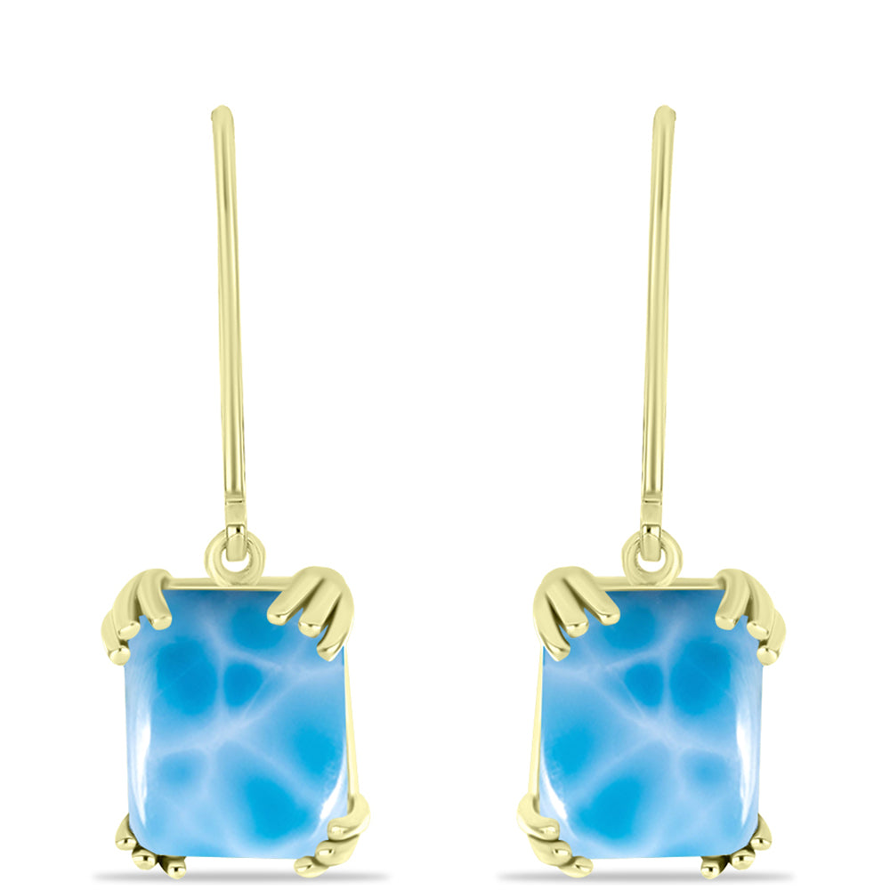 Cercei din Argint 925 Placat cu Aur ( 2.13 grame ) cu Larimar(Piatra delfinului) 7 Carate 3 