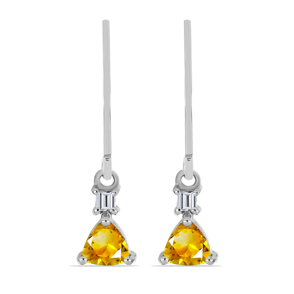 Cercei din Argint 925 ( 1.5 grame ) cu Citrin Rio Golden și Topaz Alb 0.87 Carate 1 