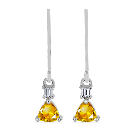 Cercei din Argint 925 ( 1.5 grame ) cu Citrin Rio Golden și Topaz Alb 0.87 Carate