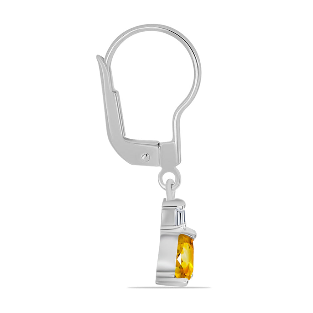 Cercei din Argint 925 ( 1.5 grame ) cu Citrin Rio Golden și Topaz Alb 0.87 Carate