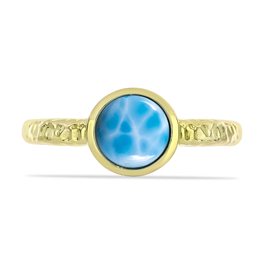 Inel din Argint 925 Placat cu Aur ( 3.04 grame ) cu Larimar(Piatra delfinului) 1.52 Carate 1 