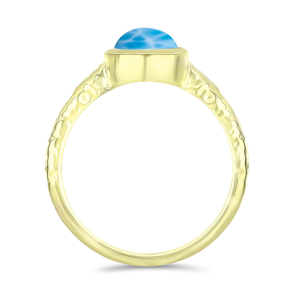 Inel din Argint 925 Placat cu Aur ( 3.04 grame ) cu Larimar(Piatra delfinului) 1.52 Carate 2 