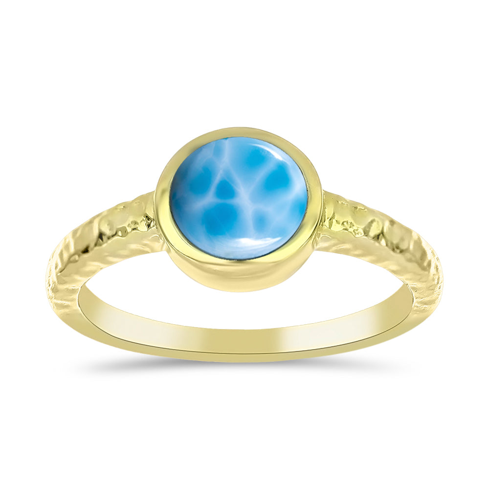 Inel din Argint 925 Placat cu Aur ( 3.04 grame ) cu Larimar(Piatra delfinului) 1.52 Carate 3 