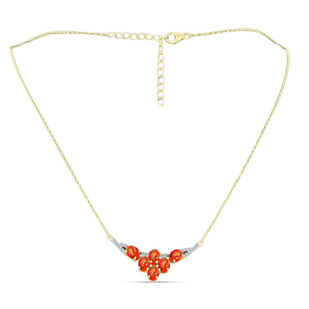 Colier din Argint 925 Placat cu Aur ( 4.29 grame ) cu Turcoaz Mohave și Topaz Alb 2.72 Carate
