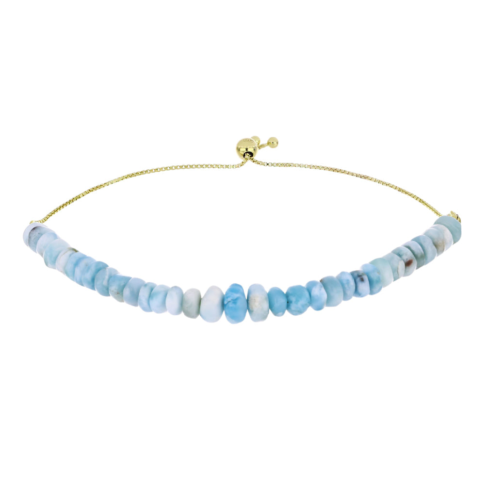 Brățară din Argint 925 Placat cu Aur ( 1.75 grame ) cu Larimar(Piatra delfinului) 47.43 Carate 1 