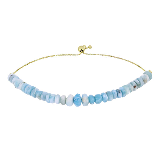 Brățară din Argint 925 Placat cu Aur ( 1.75 grame ) cu Larimar(Piatra delfinului) 47.43 Carate