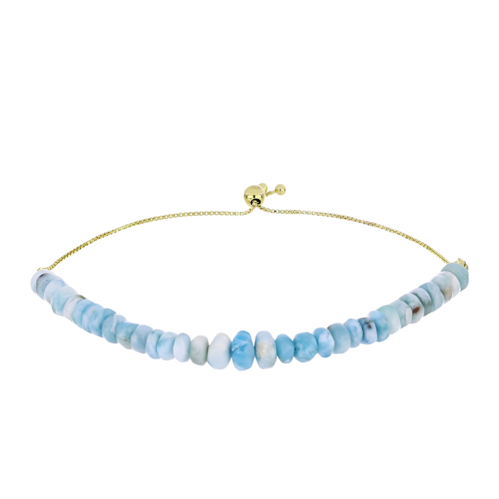 Brățară din Argint 925 Placat cu Aur ( 1.75 grame ) cu Larimar(Piatra delfinului) 47.43 Carate 4 