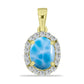 Pandantiv din Argint 925 Placat cu Aur ( 1.28 grame ) cu Larimar(Piatra delfinului) și Topaz Alb 2.3 Carate