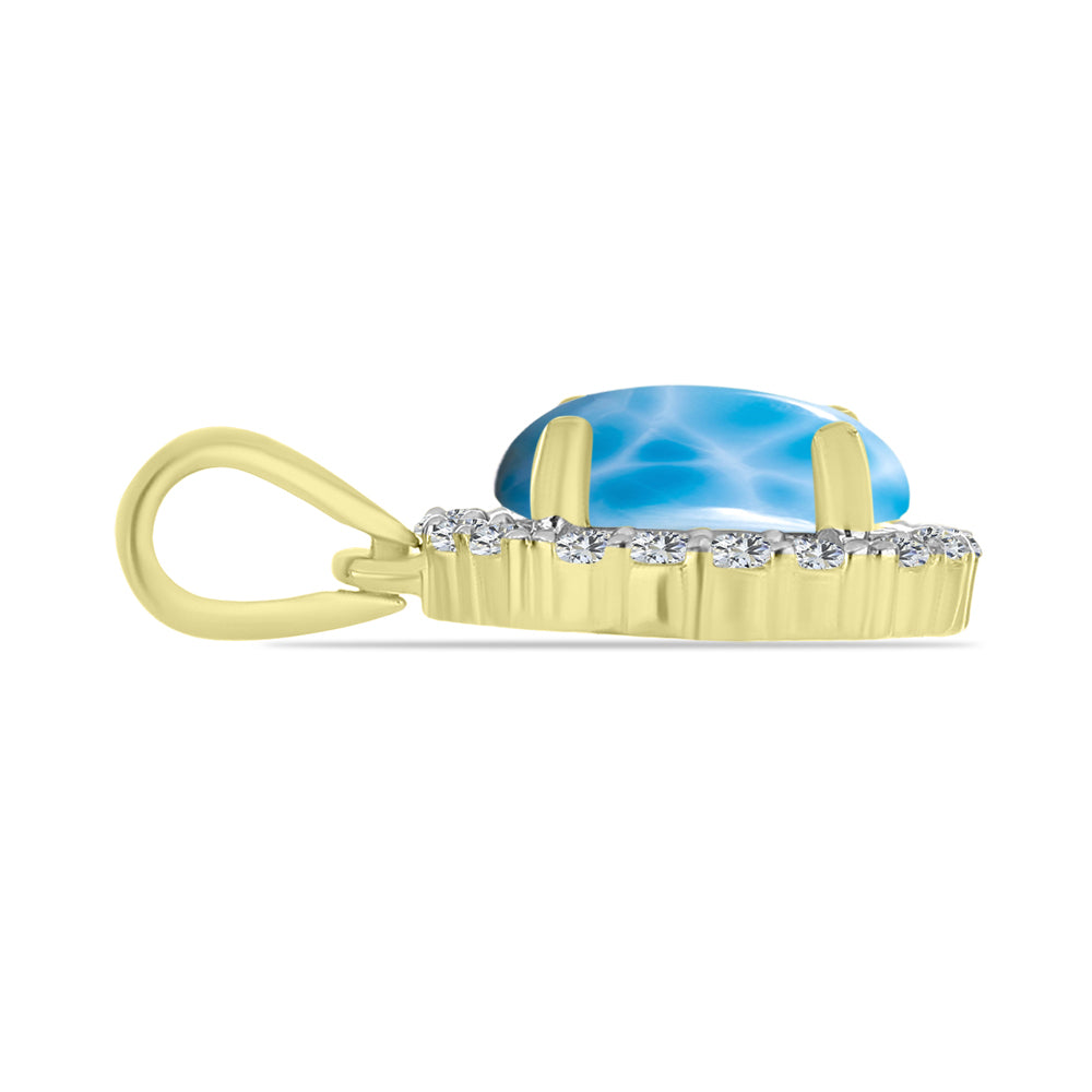 Pandantiv din Argint 925 Placat cu Aur ( 1.28 grame ) cu Larimar(Piatra delfinului) și Topaz Alb 2.3 Carate