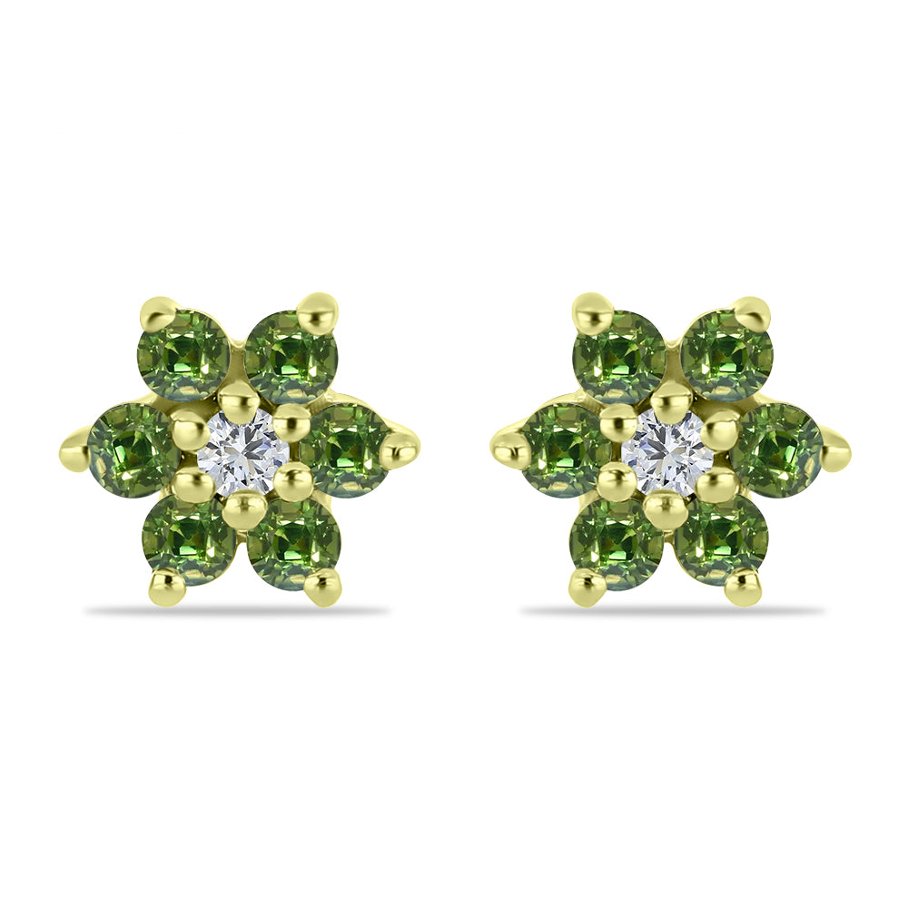 Cercei din Argint 925 Placat cu Aur ( 1.44 grame ) cu Safir verde și Topaz Alb 0.56 Carate 1 