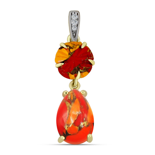 Pandantiv din Argint 925 Placat cu Aur ( 1.15 grame ) cu Turcoaz Mohave și Topaz Alb 3.33 Carate