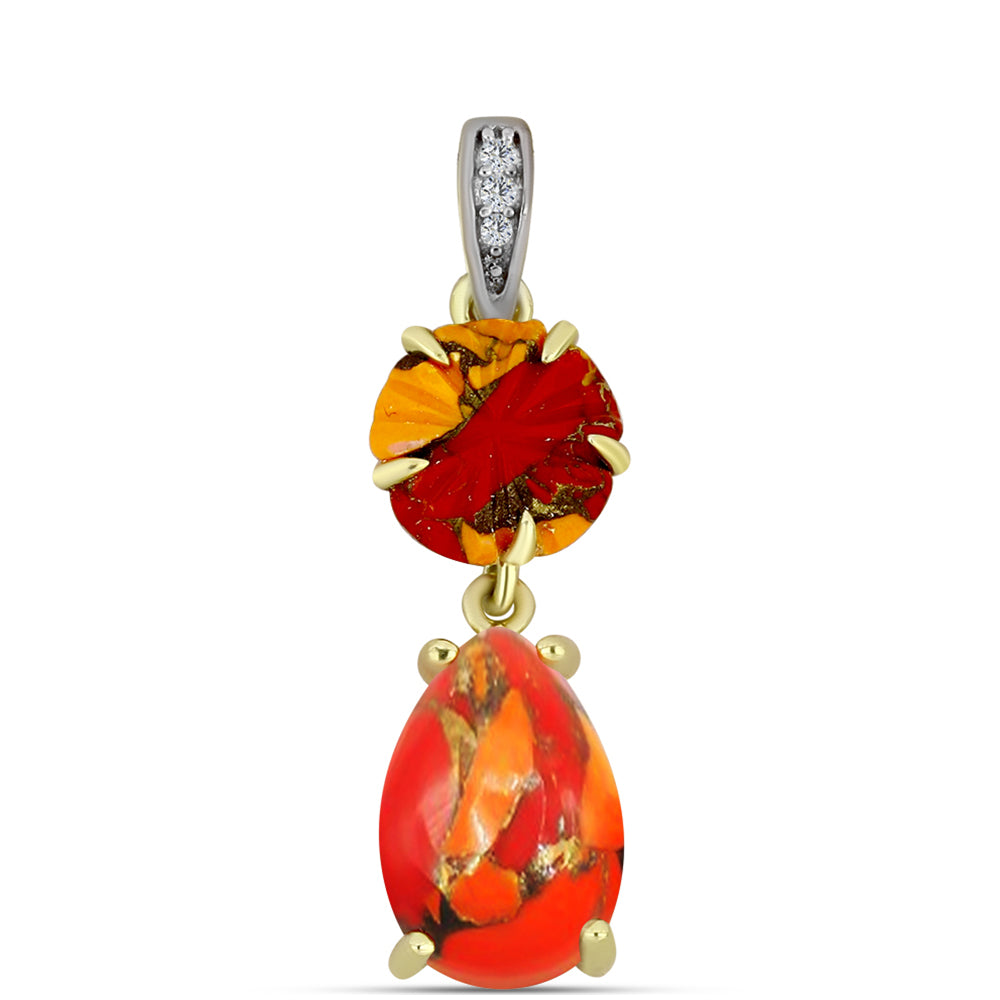 Pandantiv din Argint 925 Placat cu Aur ( 1.15 grame ) cu Turcoaz Mohave și Topaz Alb 3.33 Carate