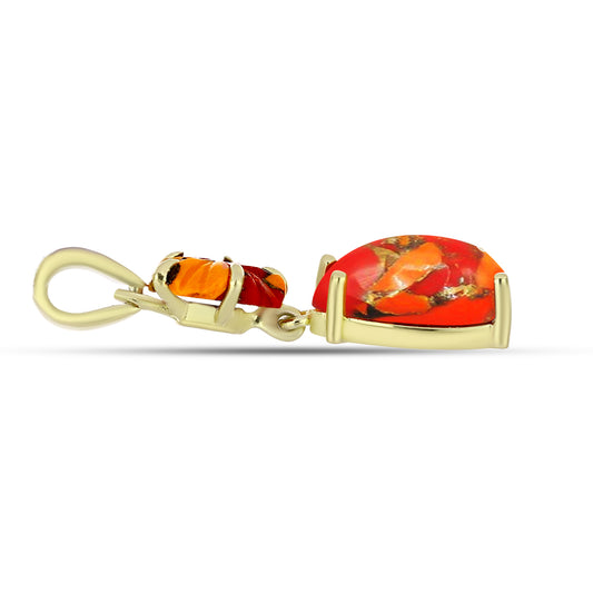 Pandantiv din Argint 925 Placat cu Aur ( 1.15 grame ) cu Turcoaz Mohave și Topaz Alb 3.33 Carate