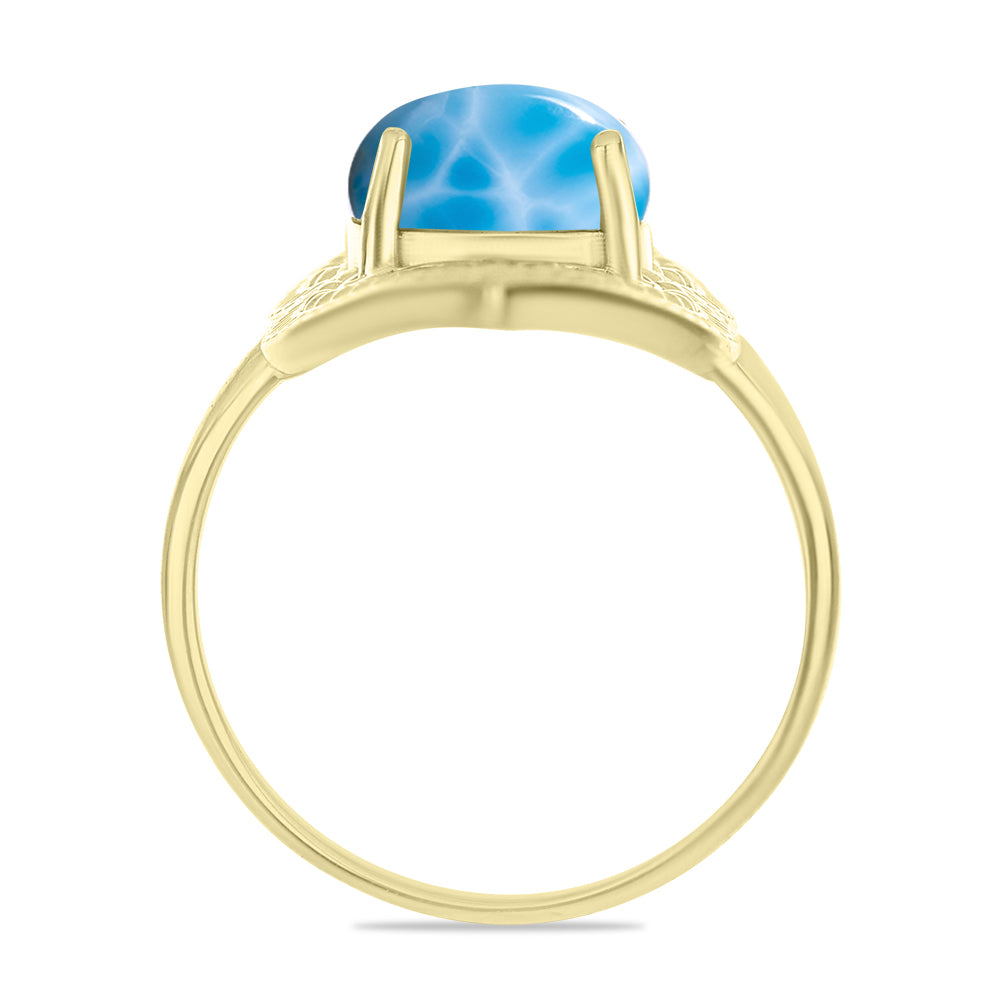 Inel din Argint 925 Placat cu Aur ( 5.88 grame ) cu Larimar(Piatra delfinului) 3.82 Carate 2 