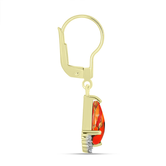 Cercei din Argint 925 Placat cu Aur ( 2.21 grame ) cu Turcoaz Mohave și Topaz Alb 1.59 Carate