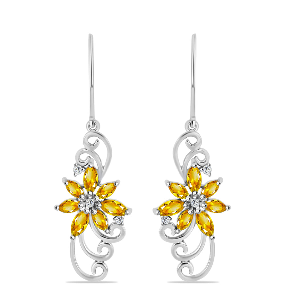 Cercei din Argint 925 ( 4.27 grame ) cu Citrin Rio Golden și Topaz Alb 2.64 Carate
