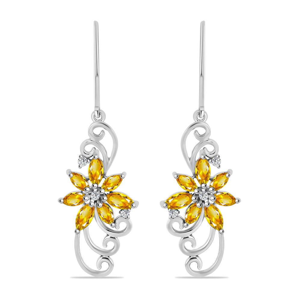 Cercei din Argint 925 ( 4.27 grame ) cu Citrin Rio Golden și Topaz Alb 2.64 Carate