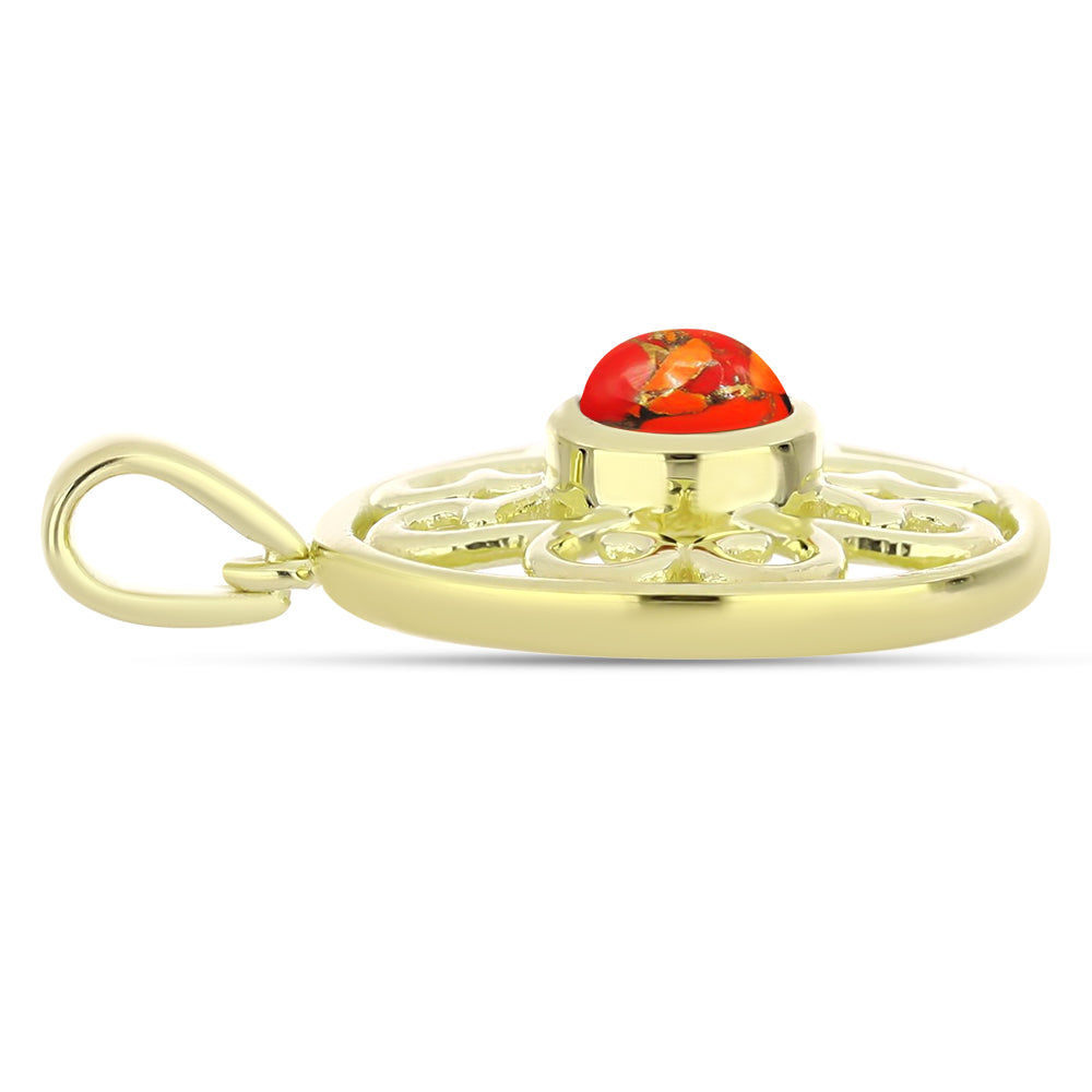Pandantiv din Argint 925 Placat cu Aur ( 2.56 grame ) cu Turcoaz Mohave 0.49 Carate 2 