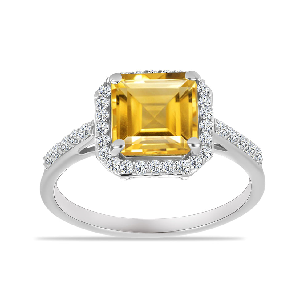 Inel din Argint 925 ( 2.41 grame ) cu Citrin Rio Golden și Topaz Alb 2.67 Carate