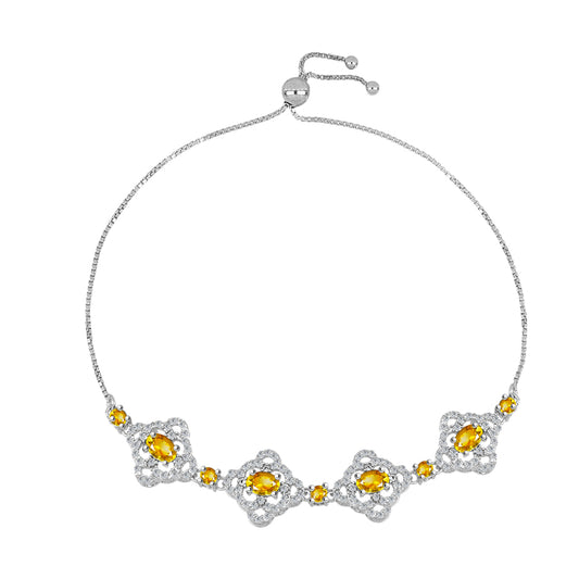 Brățară din Argint 925 ( 7.87 grame ) cu Citrin Rio Golden și Topaz Alb 3.02 Carate