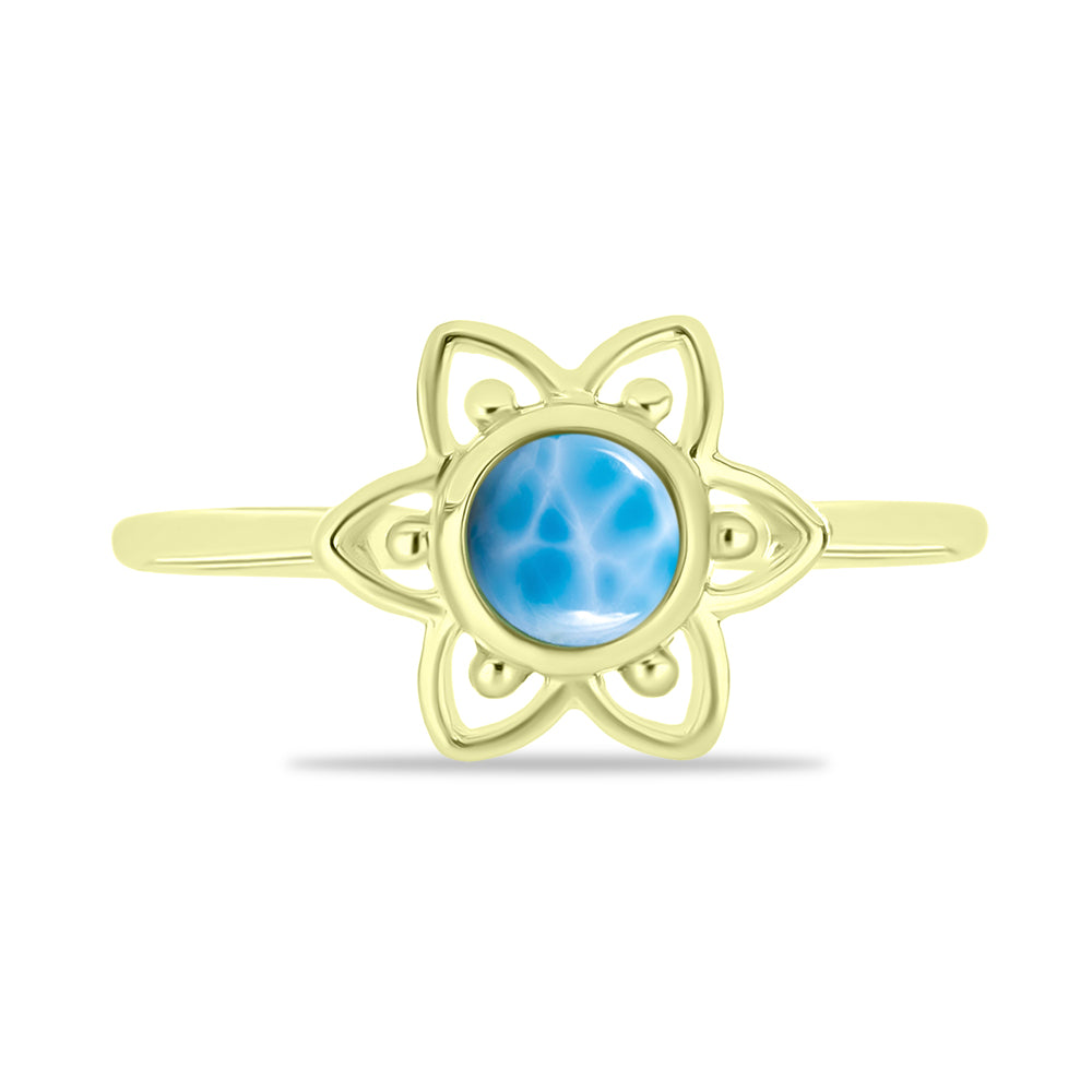Inel din Argint 925 Placat cu Aur ( 1.84 grame ) cu Larimar(Piatra delfinului) 0.58 Carate