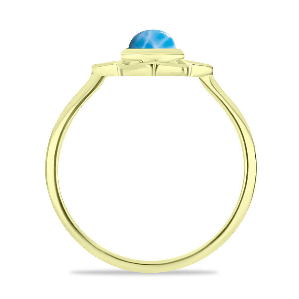 Inel din Argint 925 Placat cu Aur ( 1.84 grame ) cu Larimar(Piatra delfinului) 0.58 Carate