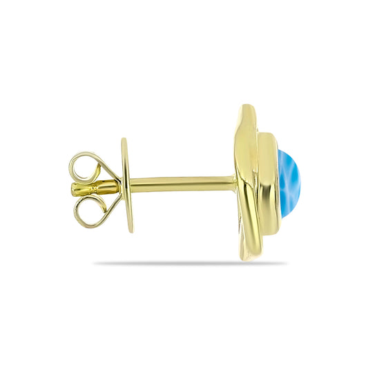 Cercei din Argint 925 Placat cu Aur ( 2.98 grame ) cu Larimar(Piatra delfinului) 1.15 Carate